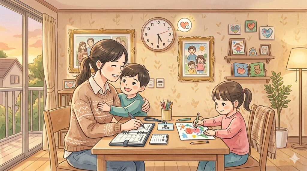 子どもとママのイラスト