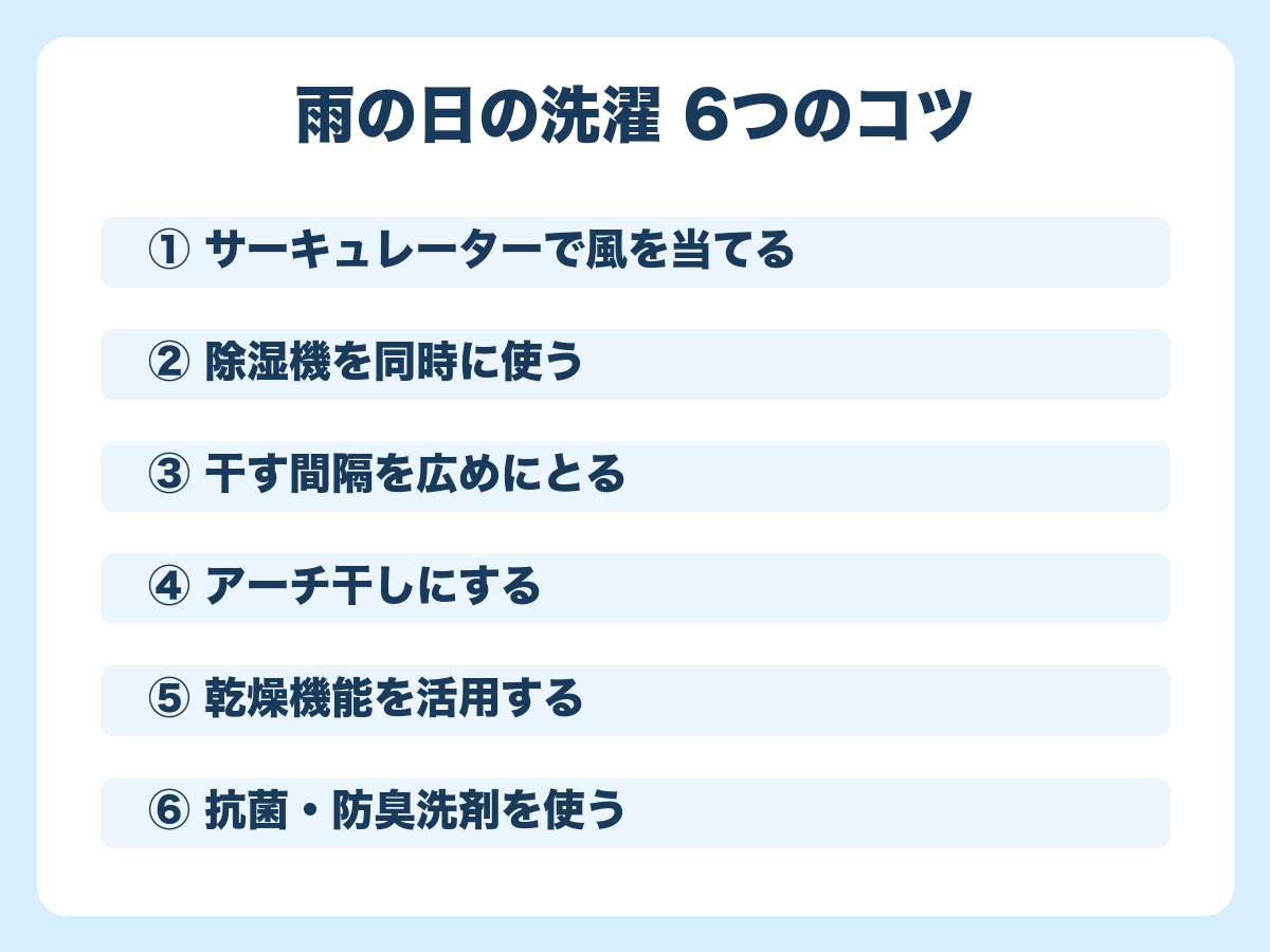 雨の日の洗濯6つのコツまとめ